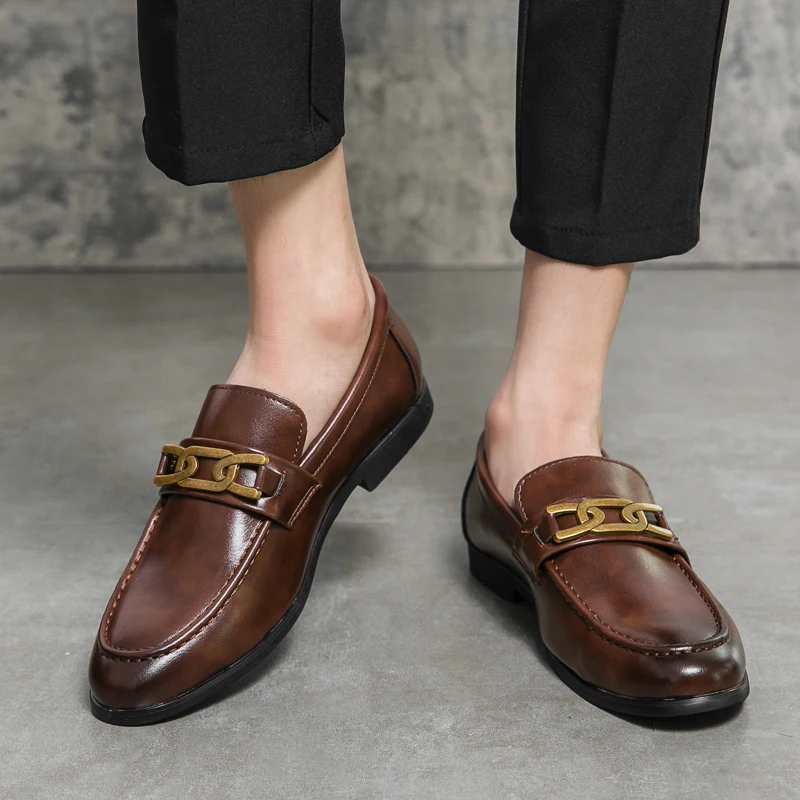 Vegan Leather Loafers with Two-Tone Detail