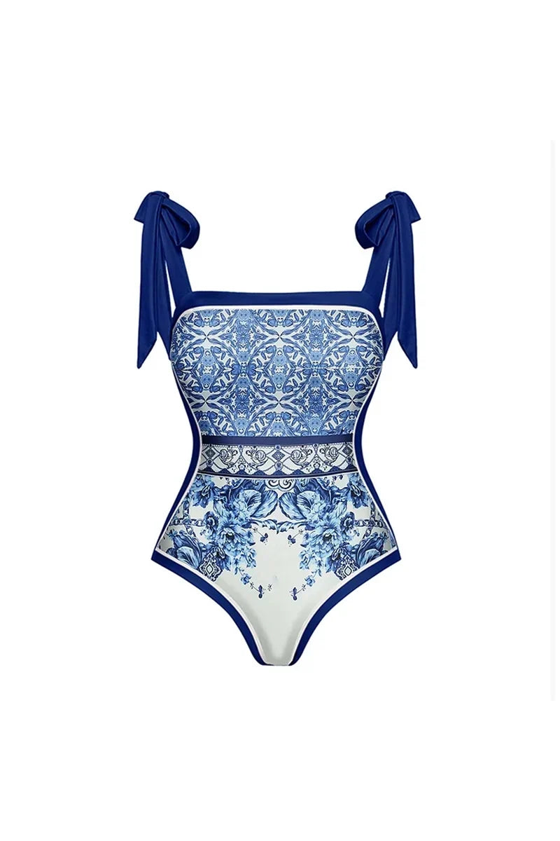 Modern Boho Print One Piece Swimsuit