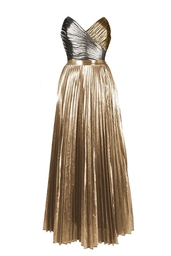 Cut-Out Gold Patchwork One-Piece Skirt Set