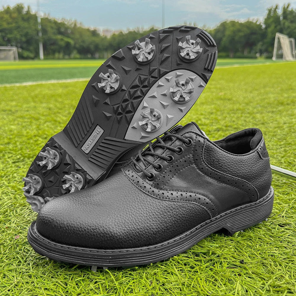 Pebbled Leather Brogue Shoes with Pebbled Texture