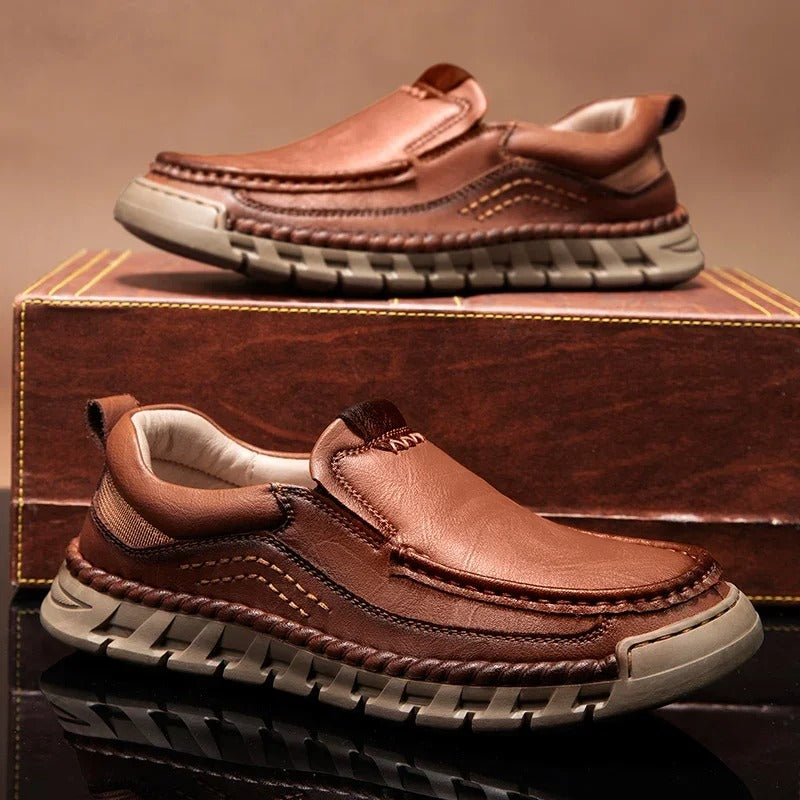 Leather Loafers with Precision Stitching