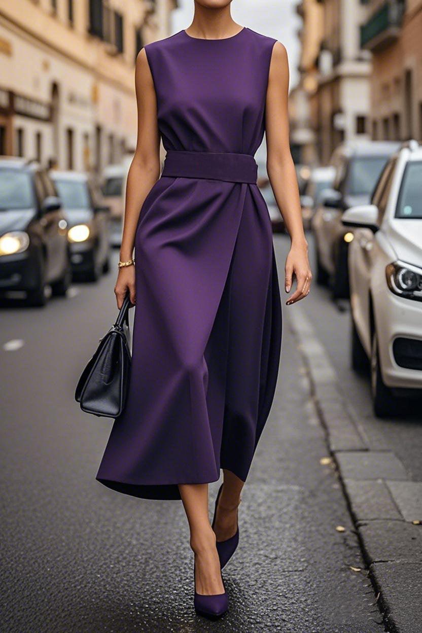 Refined Solid Waist Dress
