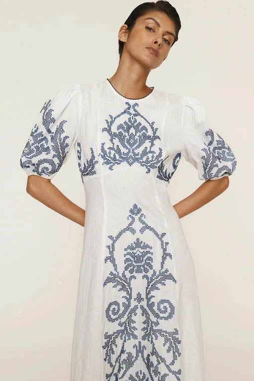 Modern Graffiti Print Puff Sleeve Dress