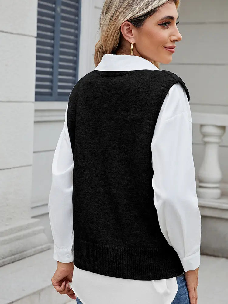 Lightweight Vest with Button Closure and Relaxed Fit