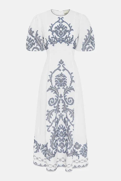 Modern Graffiti Print Puff Sleeve Dress