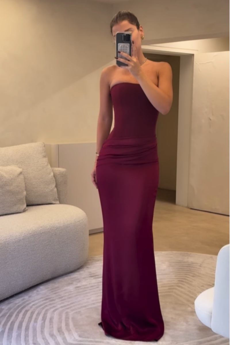 Fitted Off-The-Shoulder Maxi-Length Dress