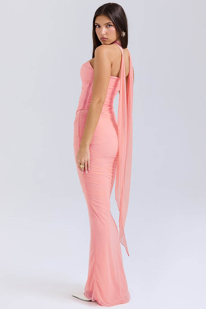 Coordinated Flowy Tie Strapless Slimming Skirt Set