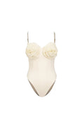 Flower Applique Solid One-Piece Swimwear