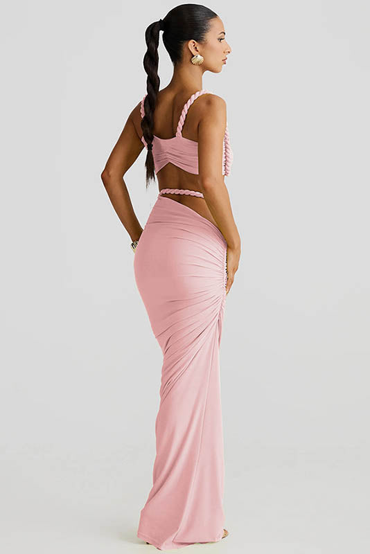 Coordinated Sea Breeze Halter Bikini & Skirt Set