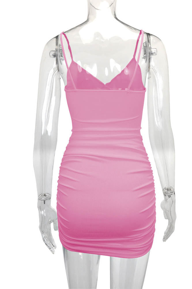 Cross-Strap Cut-Out Fitted Mini-Length Dress
