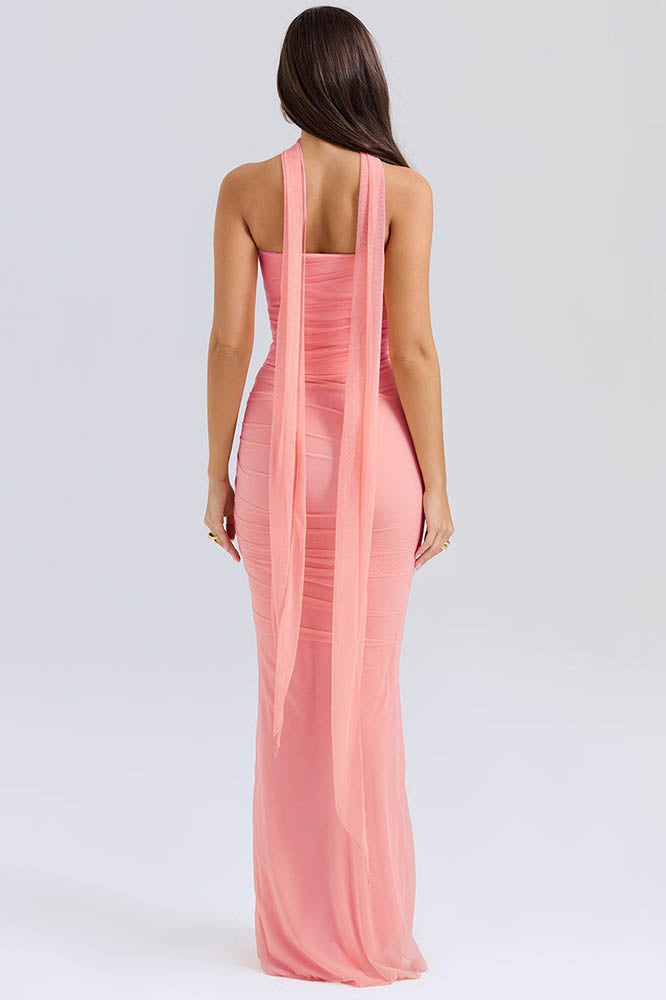 Coordinated Flowy Tie Strapless Slimming Skirt Set