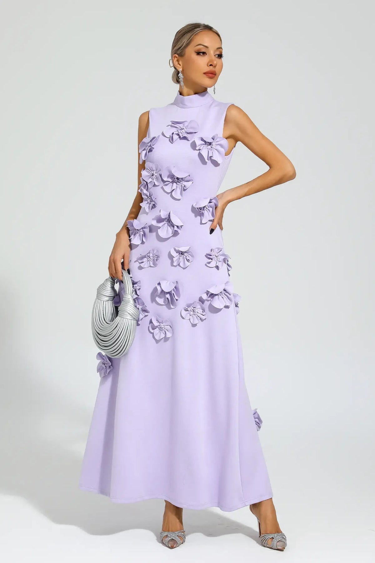 Ethel Flower Embellished Sleeveless Maxi-Length Dress