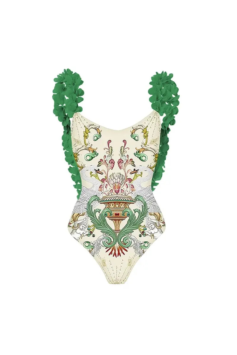Applique Open-Back Sexy Swimwear Set