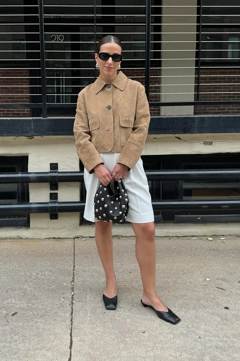 Modern Split suede leather jacket with pocket