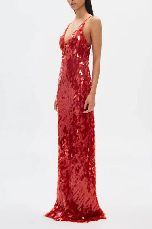 Modern Glittery Dress with Thin Straps