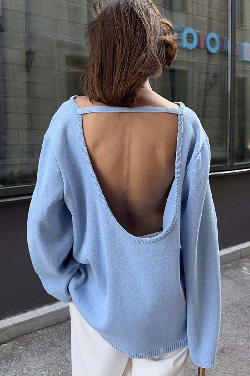 Hidden Open-Back Lazy Knit Sweater