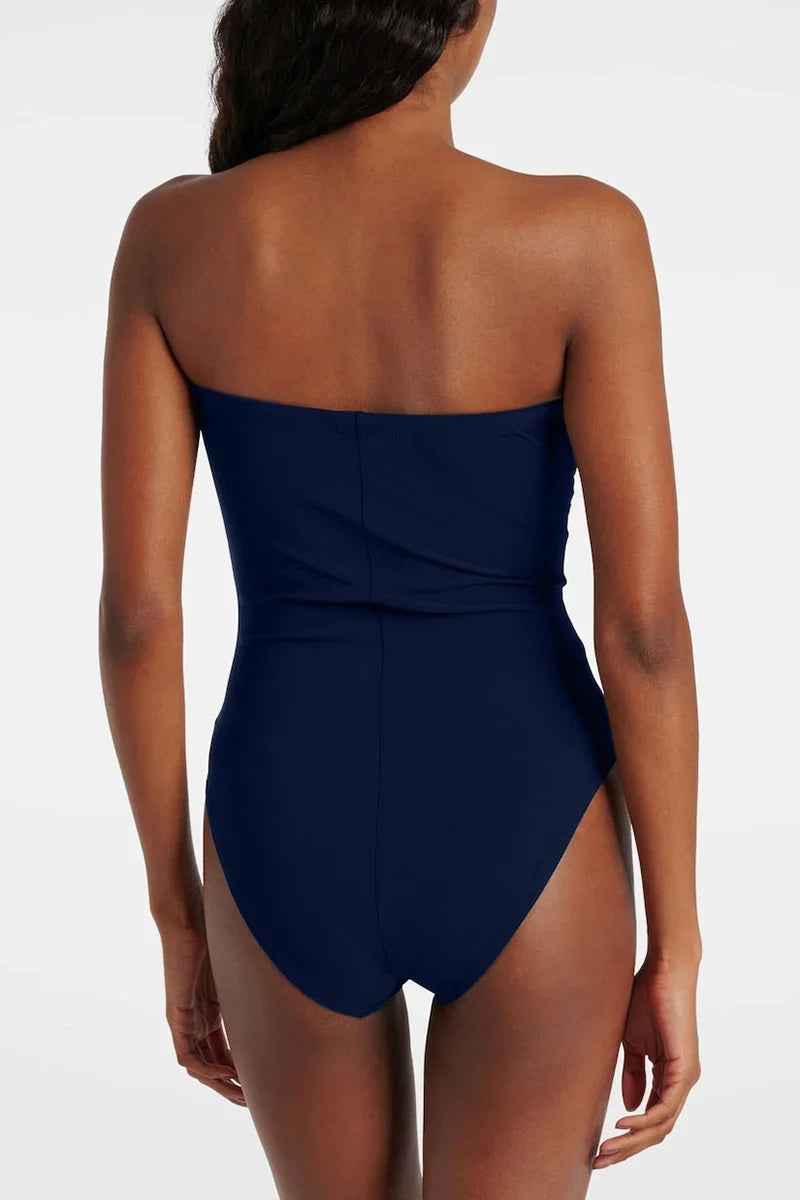 Blue 3D Flower Strapless Swimsuit