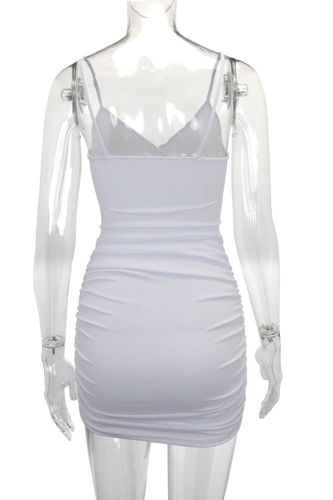 Cross-Strap Cut-Out Fitted Mini-Length Dress