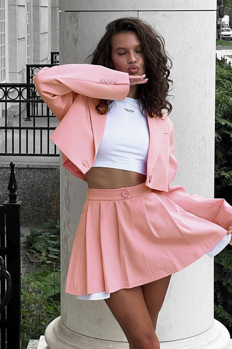 Coordinated Contrast Silhouette Cropped Skirt Set