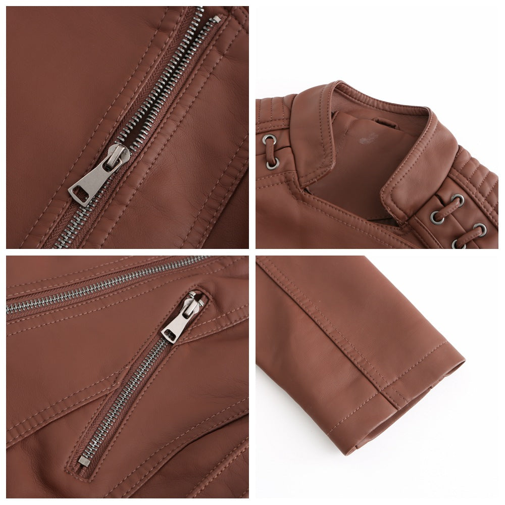 Leather Jacket in Washed Lambskin