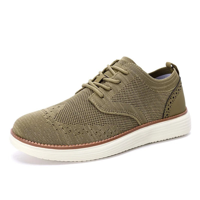 Knit Brogue Shoes with Wingtip Brogue Detail