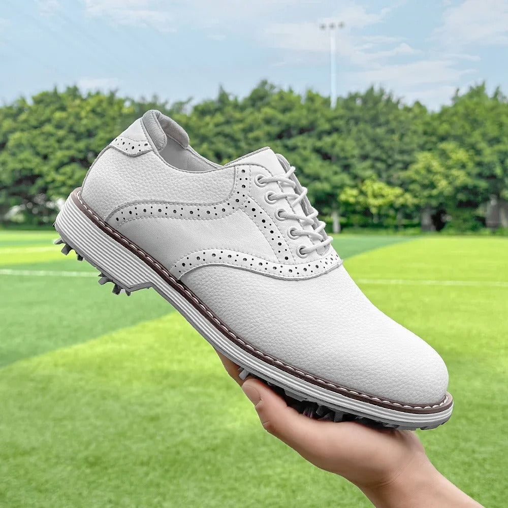 Pebbled Leather Brogue Shoes with Pebbled Texture