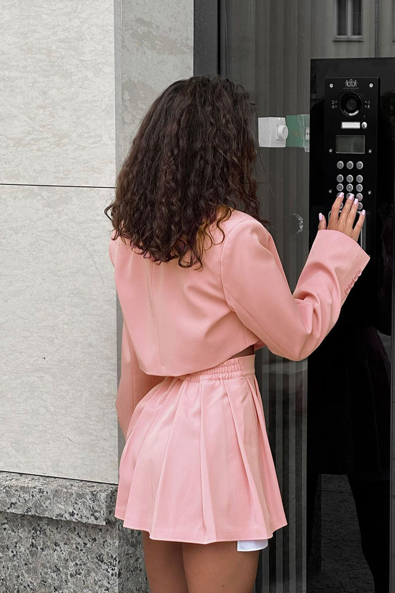 Coordinated Contrast Silhouette Cropped Skirt Set