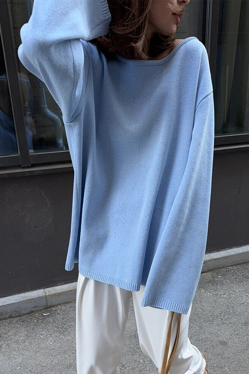 Hidden Open-Back Lazy Knit Sweater