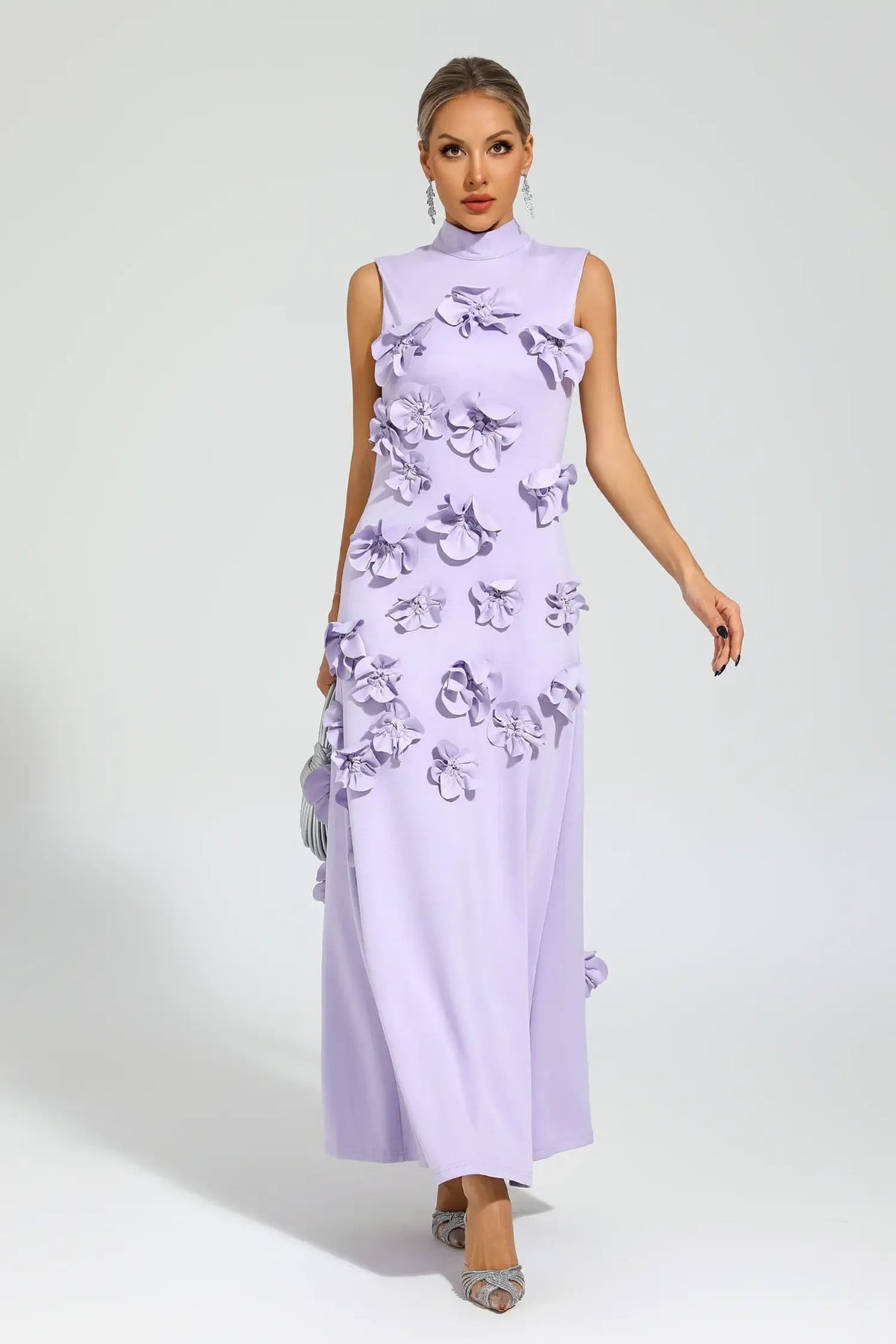 Ethel Flower Embellished Sleeveless Maxi-Length Dress