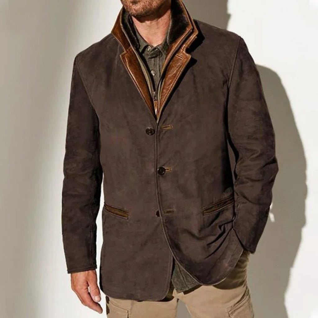 Suede Sweater with Button Front