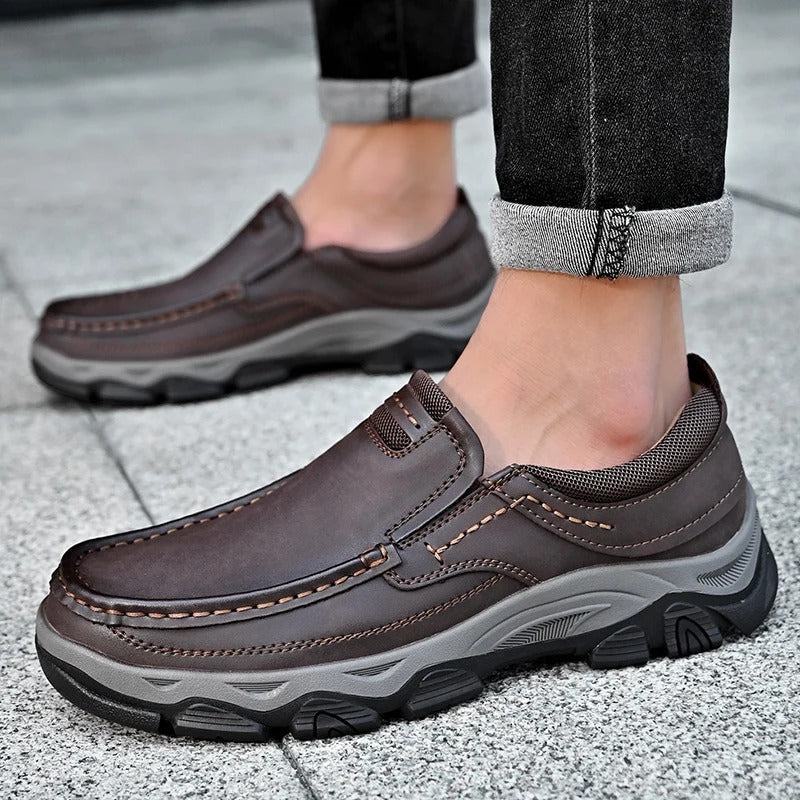 Cowhide Leather Loafers with Cushioned Insole