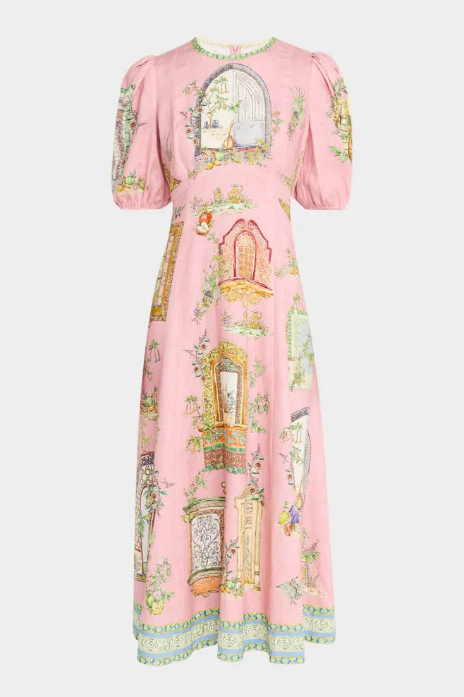Modern Graffiti Print Puff Sleeve Dress