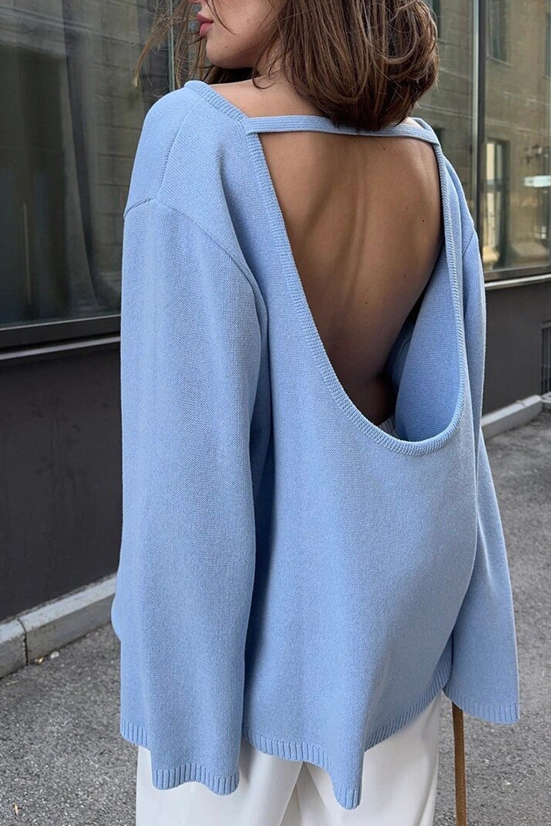 Hidden Open-Back Lazy Knit Sweater