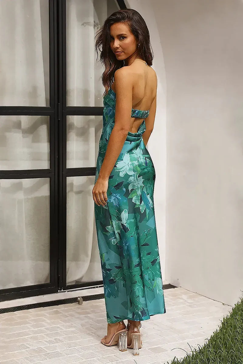 Miya Maxi-Length Dress - Green Print