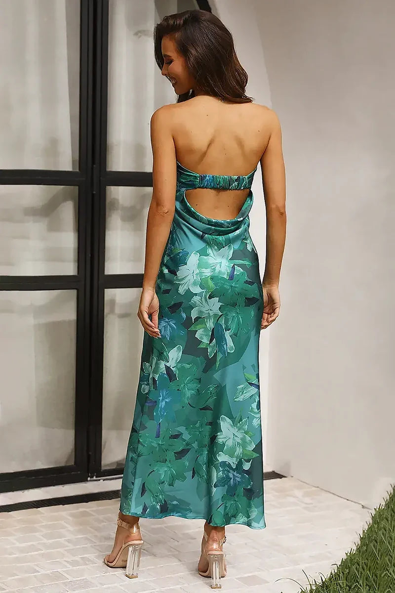 Miya Maxi-Length Dress - Green Print