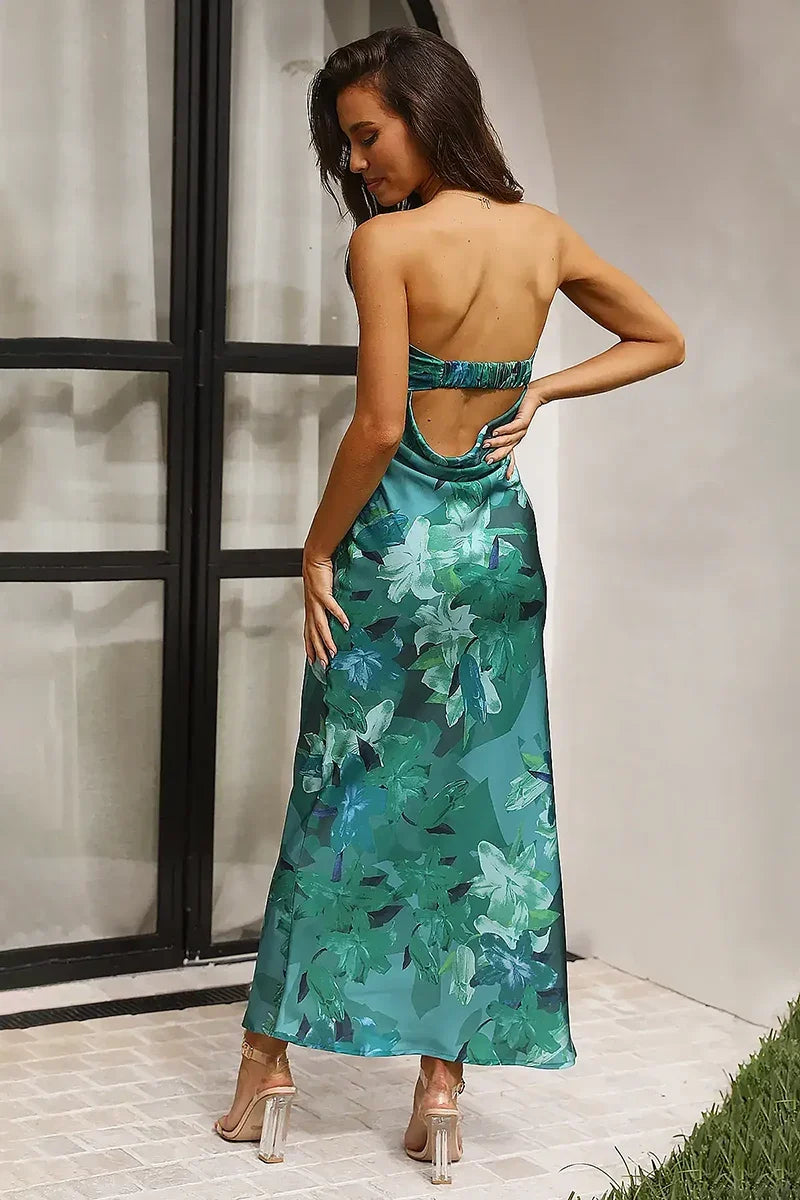 Miya Maxi-Length Dress - Green Print