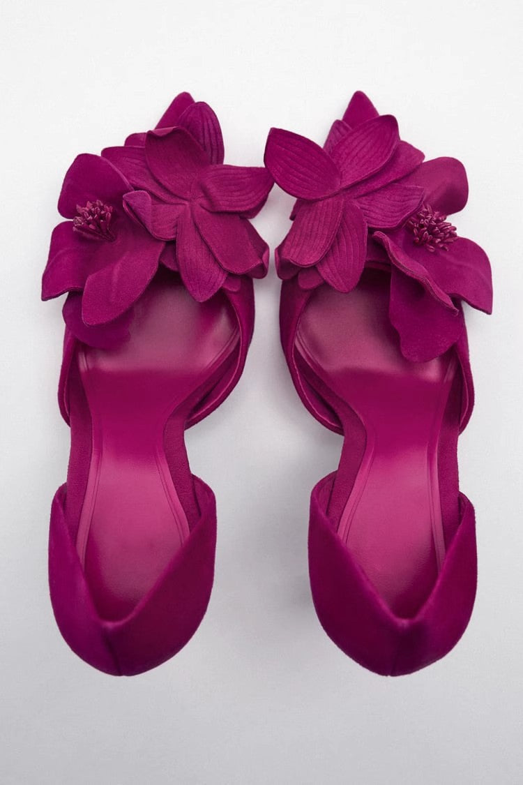 Modern Flower Embellished Pointed High Heels