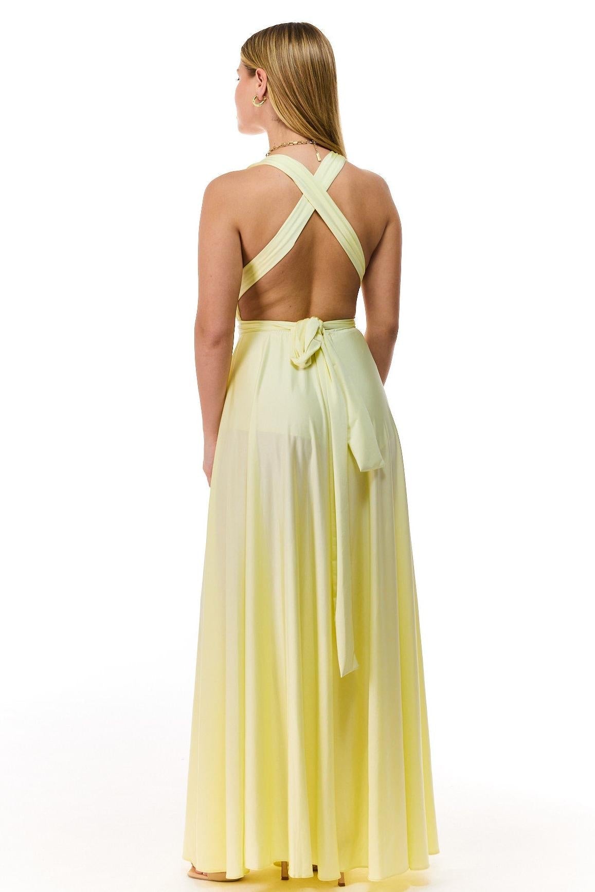 Yellow Tie Maxi-Length Dress