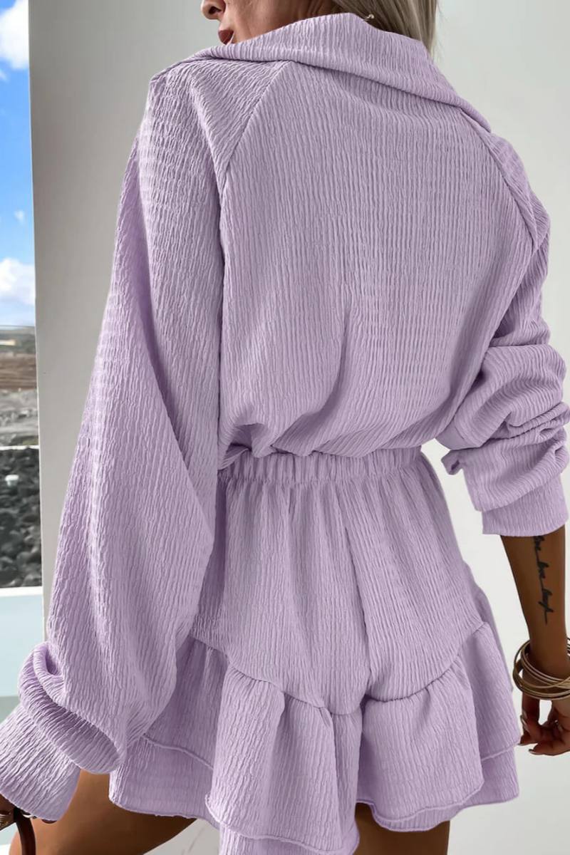 Coordinated V-Neck Women's Shirt And Flared Skort Two-Piece Set