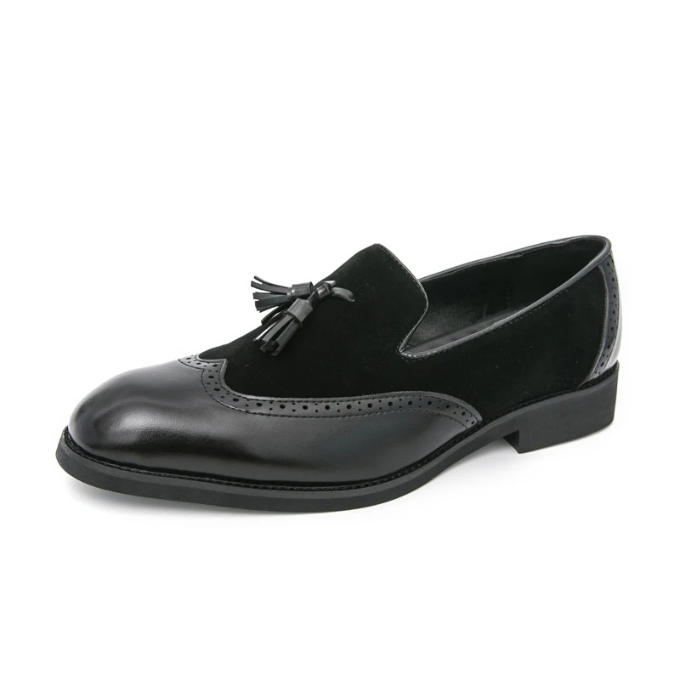 Polished Leather Loafers with Brogue Detailing