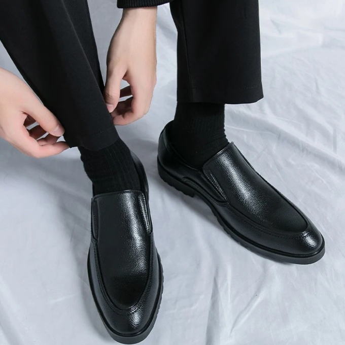 Loafers with Pebbled Texture