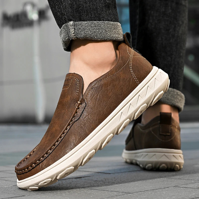 Leather Loafers with Rubber Sole