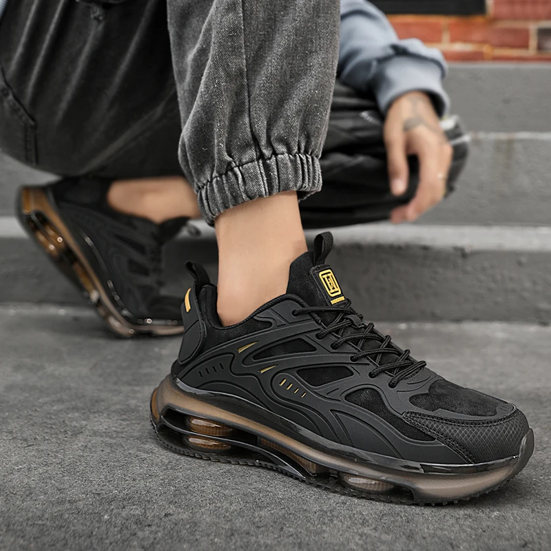Performance Leather Sneakers with Air-Cushioned Heel