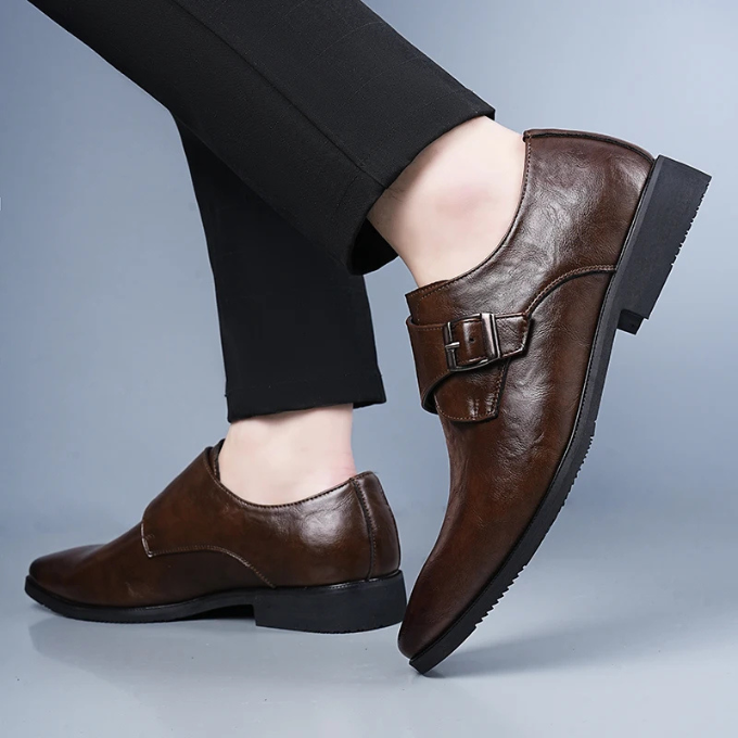 Refined Full-Grain Leather Monk Strap Shoes