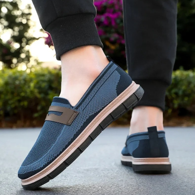 Knit Loafers with Woven Detail