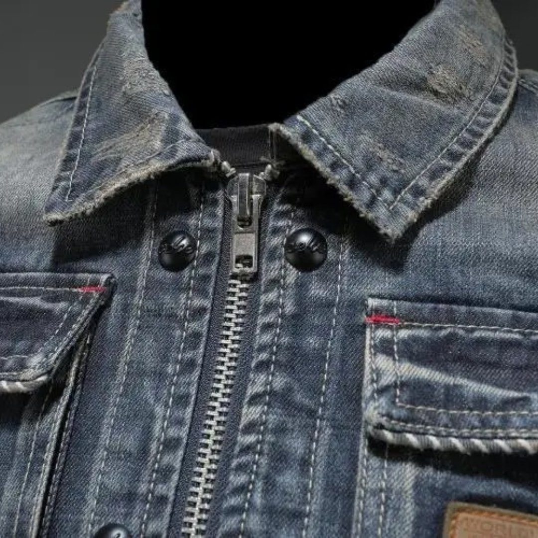 Warm Denim Jacket with Button Front