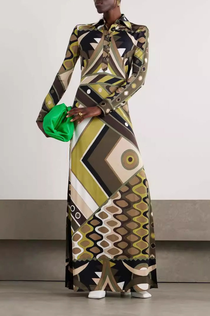 Modern Retro Abstract Print Dress For Women