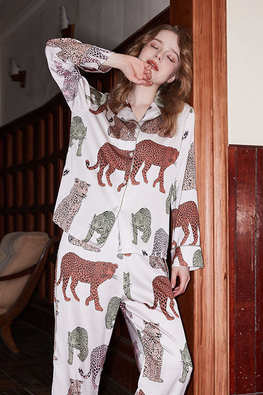Coordinated North China Leopard Long-Sleeve Pajama Set