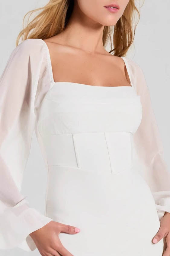Playful in White Mini-Length Dress