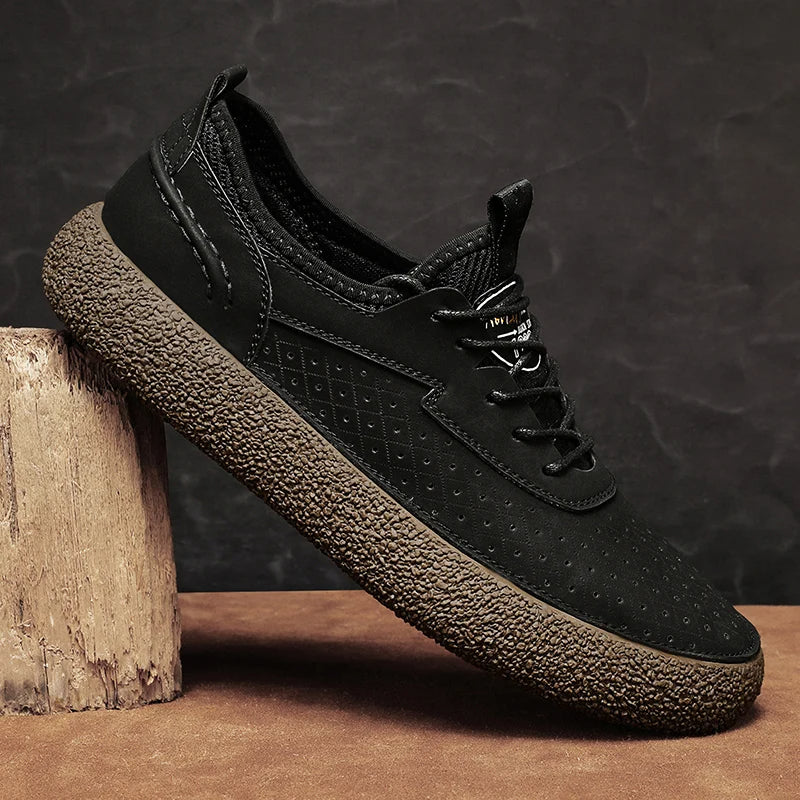 Leather Shoes with Perforated Upper